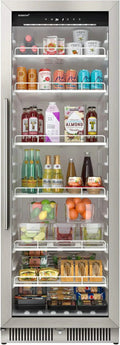 EdgeStar VBM101 22 Wide 10.1 Cu. Ft. Commercial Beverage Merchandiser – Stainless Steel, Temp Alarm, Reversible Door