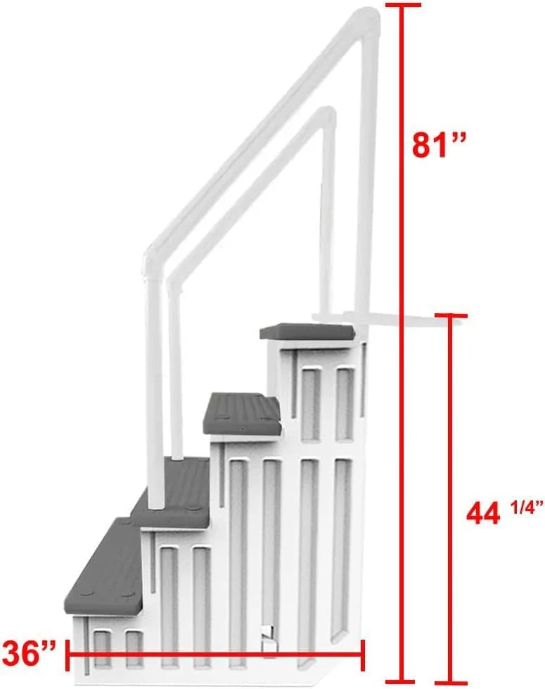Select Anti-Slip in-Pool Steps | Gray | for Above Ground Swimming Pools | Can Mount to Decks 48 to 54 H | Safety Stairs Capacity Up to 300 lbs