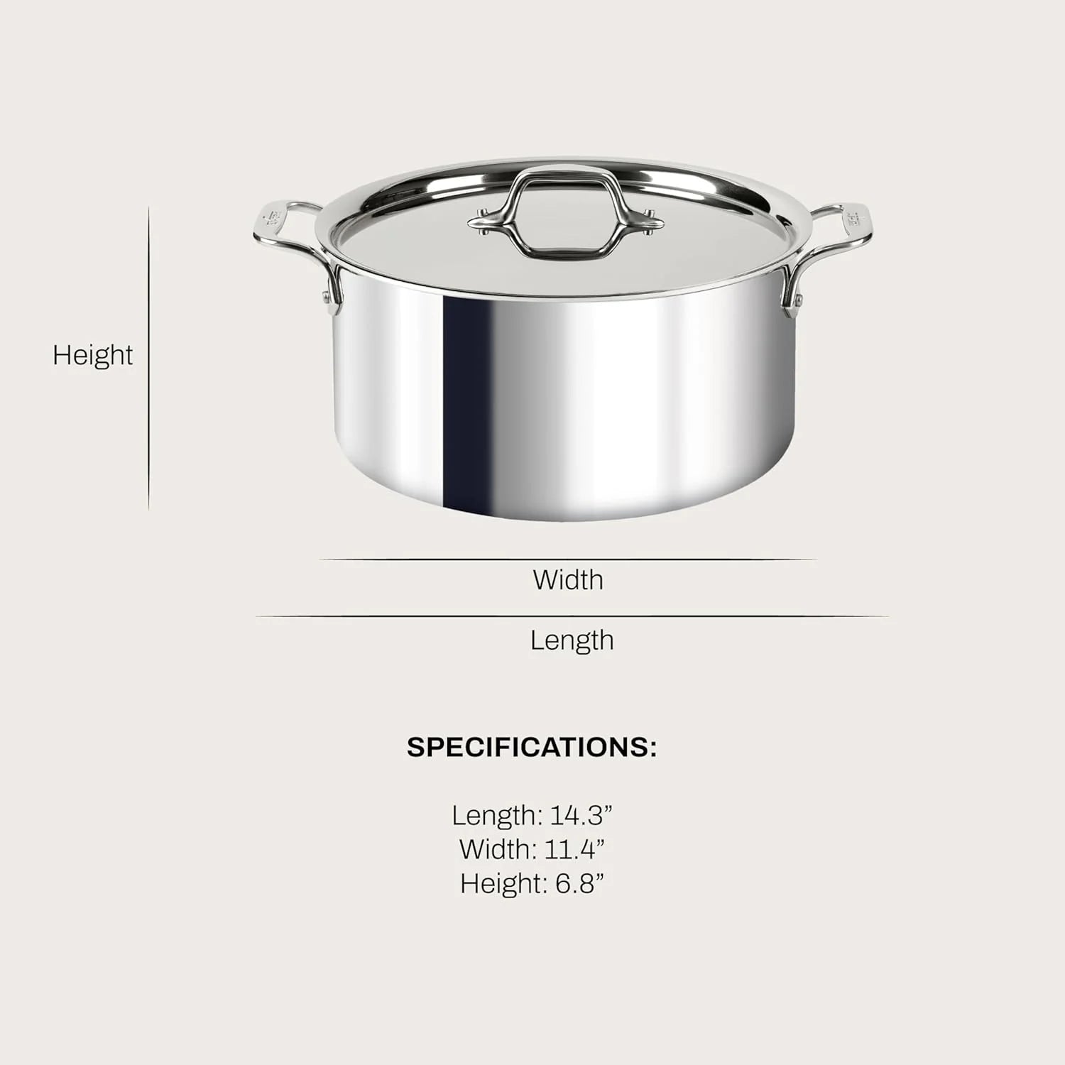 All-Clad D3 Stockpot 8 Qt Stainless Lid Induction Oven Safe