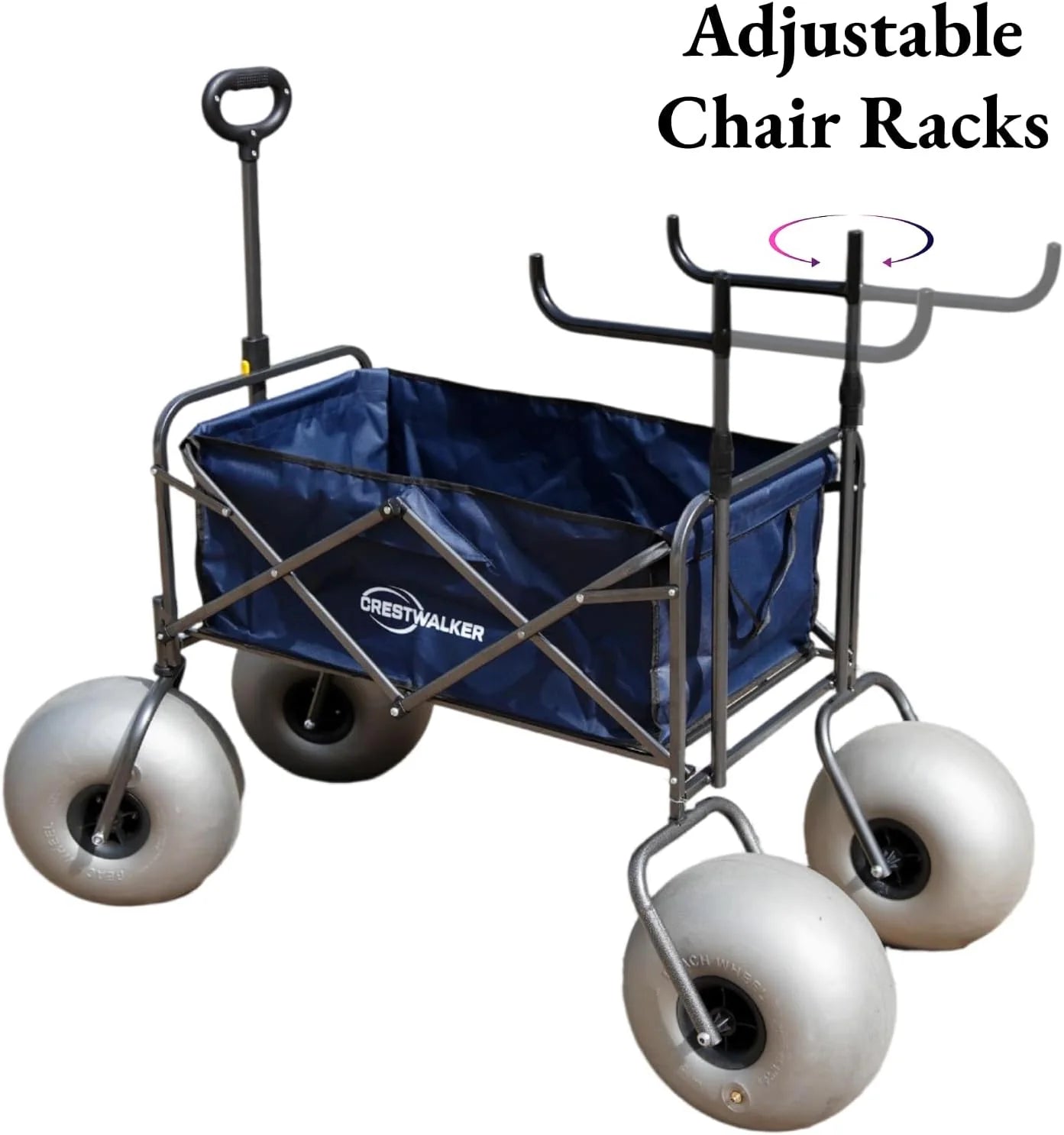 Beach Cart with 13 Balloon Wheels, Chair Racks & Pump Included