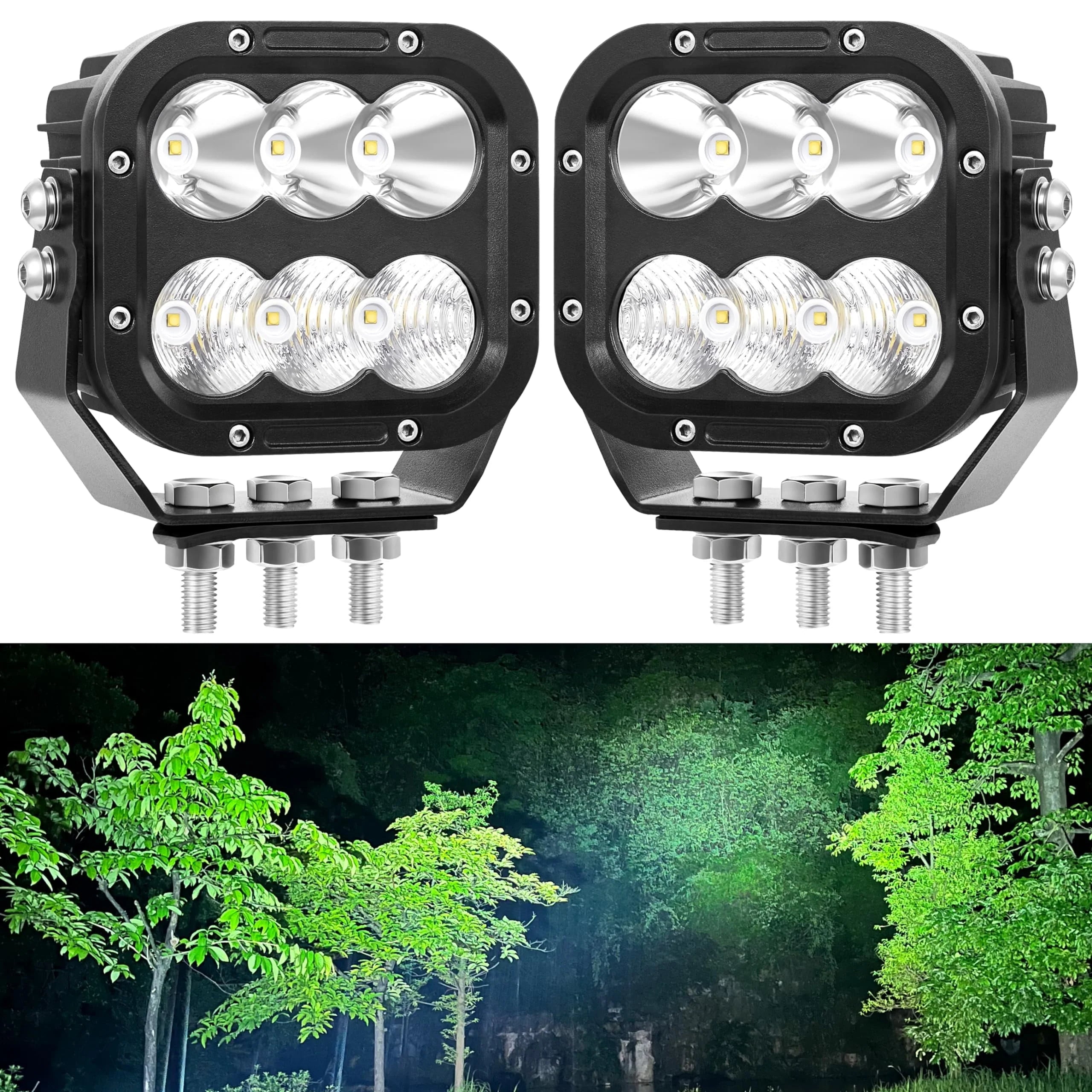 LED Off-road light, IP68 LED Off-road driving 5-inch LED tractor Working Light 120W 10000lm Assisted driving fog light Combination beam Heavy-duty car Boat ATV RV Pickup 12V 24V, a pair