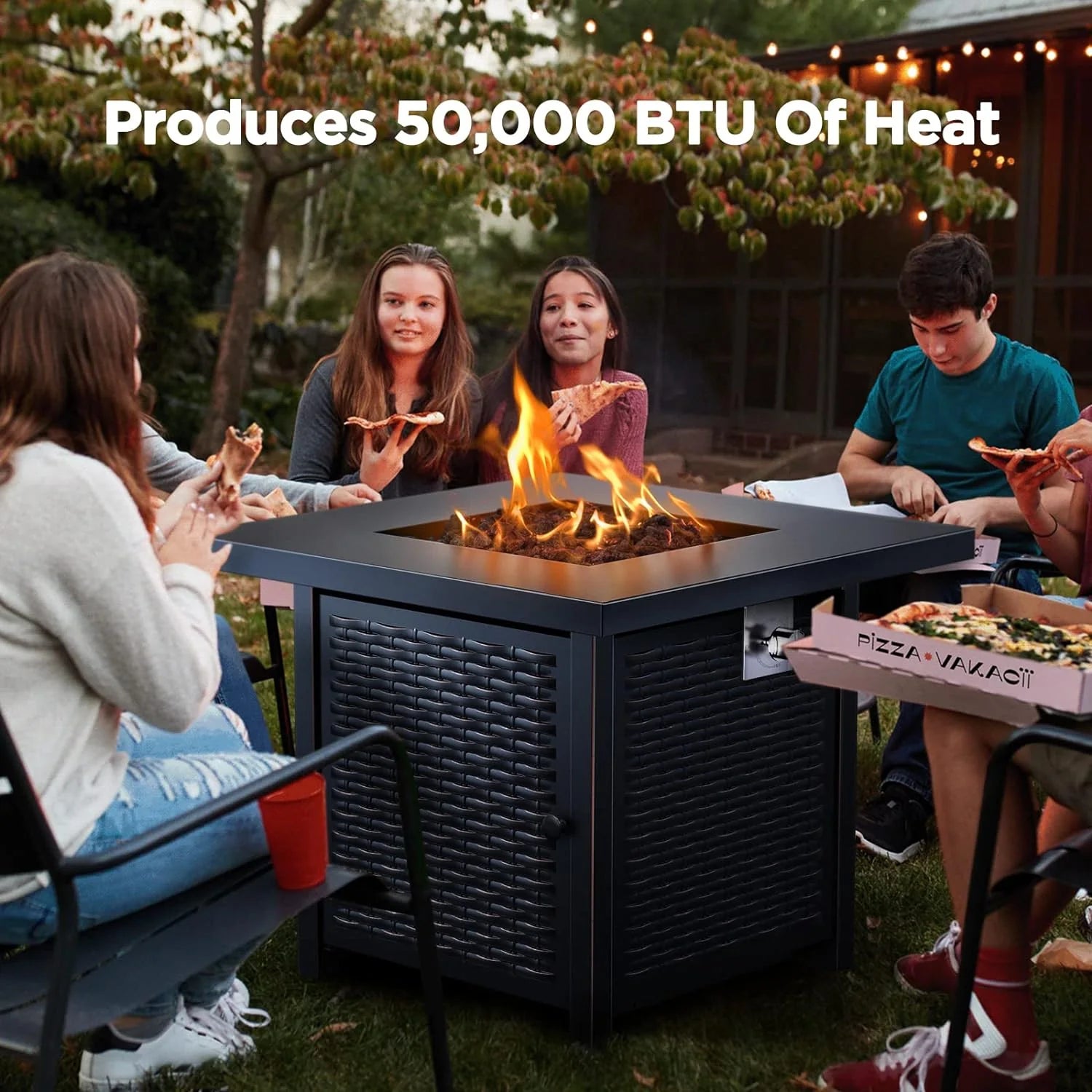 Gas Fire Pit Table, 50,000 BTU Outdoor Propane Fire Pit