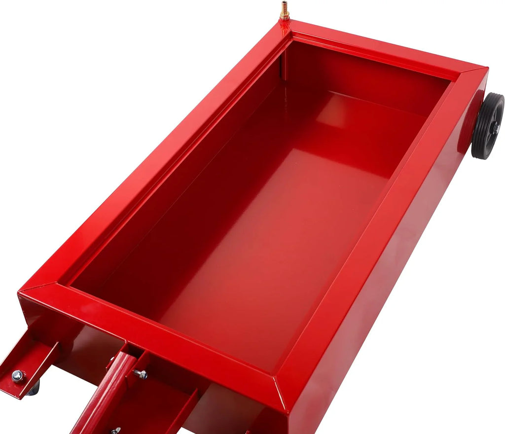 20 Gallon Low Profile Roll Around Oil Drain Pan with 110V Electric Pump 8 Feet Hose for Trucks Cars SUVS Red