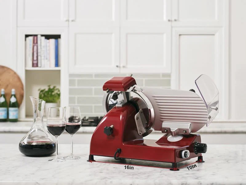 10 Electric Deli Meat Slicer, 240W, Red, Commercial/Home Use
