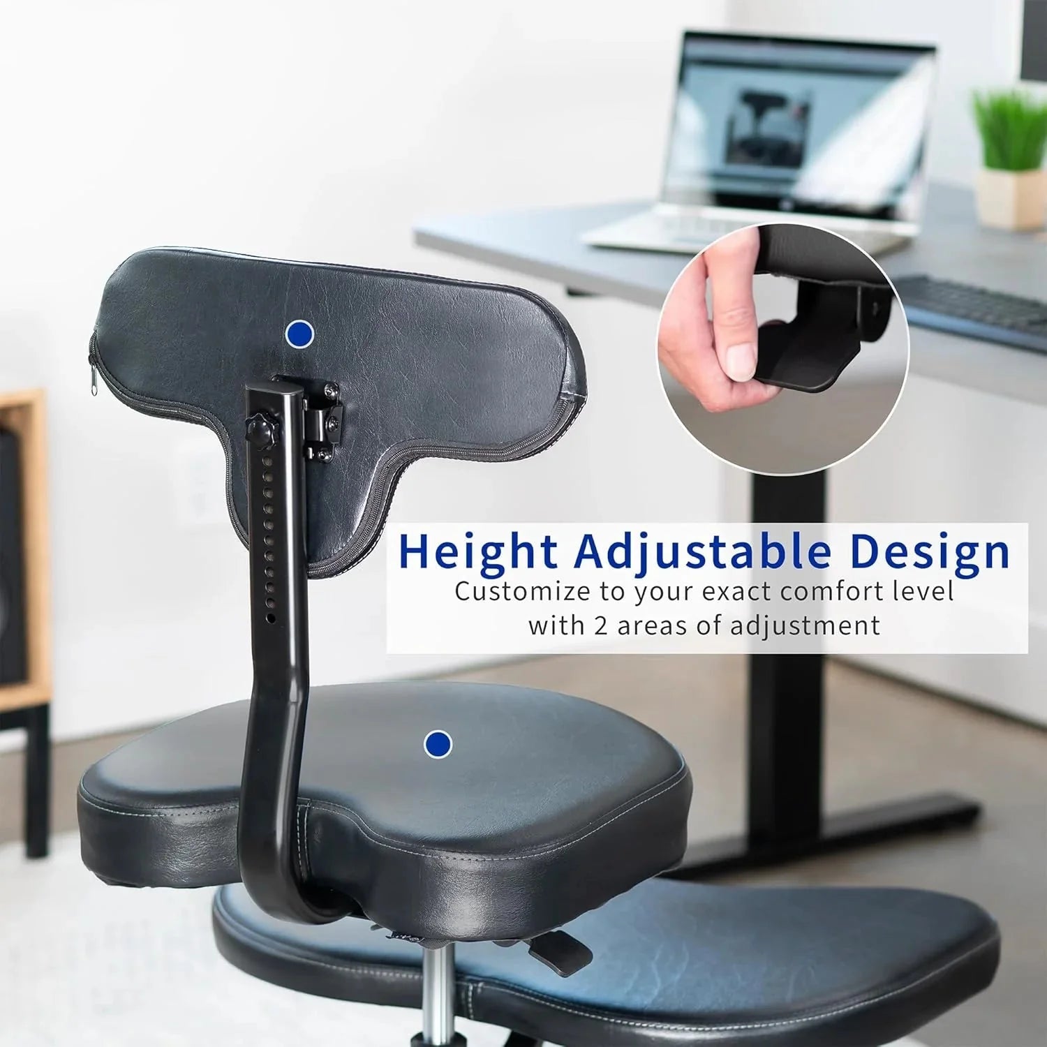 VIVO Cross-Legged Office Chair – Adjustable Height Floor Chair with Back Support for Yoga, Meditation, and ADHD (Black, CHAIR-CL02B-R)