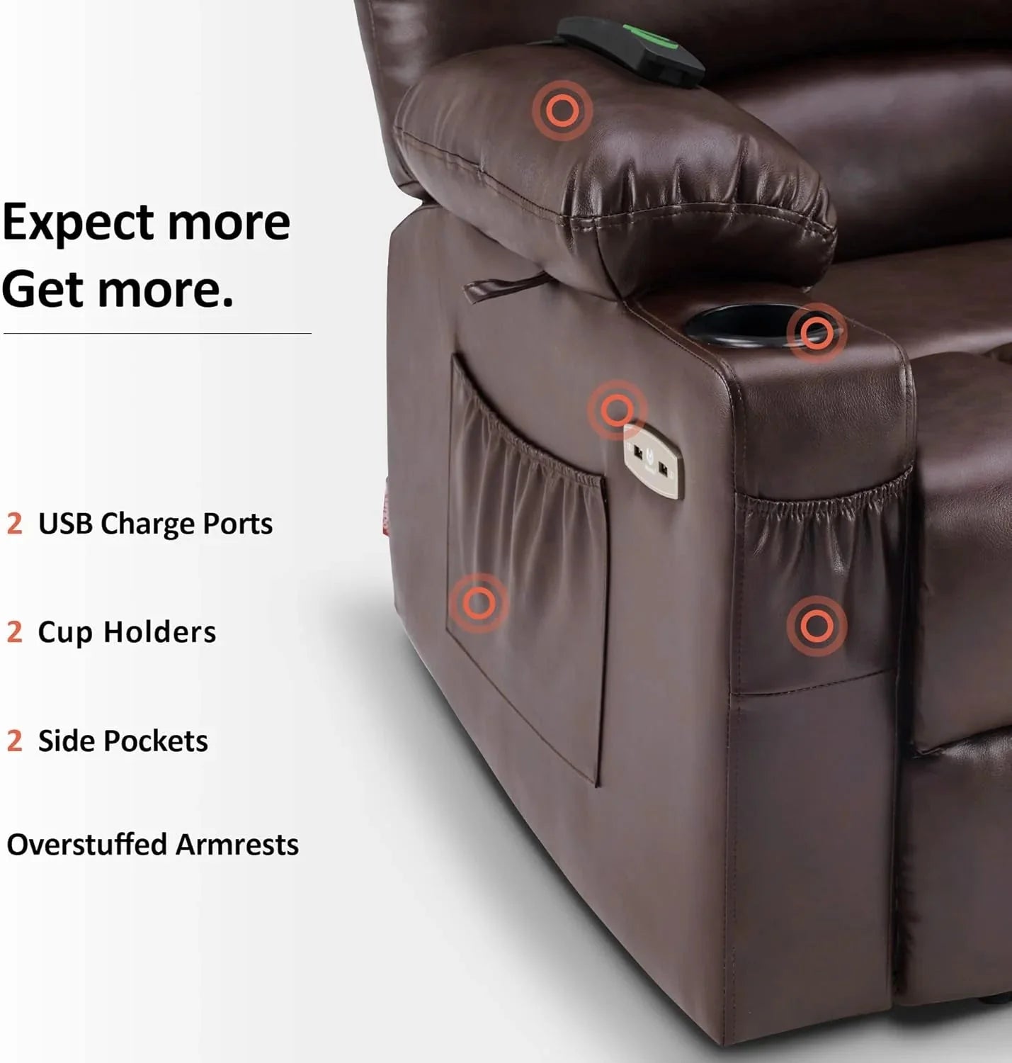 Heated Lift Recliner for Seniors with USB & Cup Holders