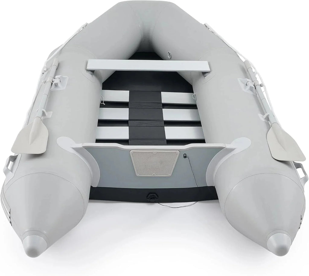 CREWORKS 7.5ft Inflatable Dinghy Boat, 2 Person 660lb Transom Sport Tender Boat with Pump Aluminum Oars Floor, Heavy Duty Inflatable Raft Kayak for Adults