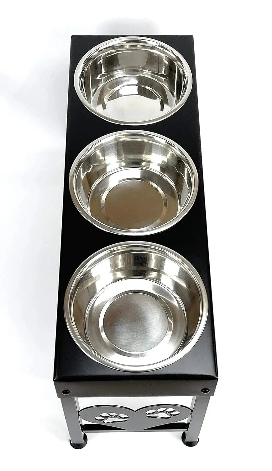 Pet Feeding Station Triple 3-Quart Metal Dog Bowl 16 Tall