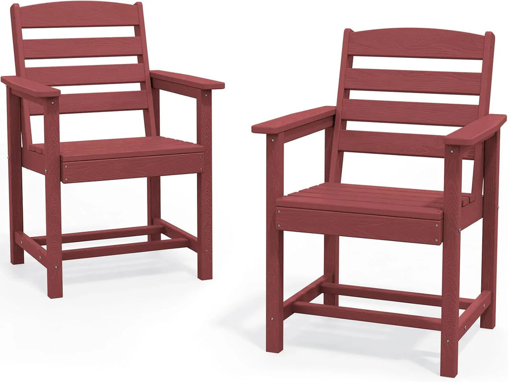 SERWALL 7-Piece Patio Table Set, Outdoor HDPE Dining Furniture with Umbrella Hole, All Weather Table and Chairs for Lawn, Garden, Poolside, Aruba
