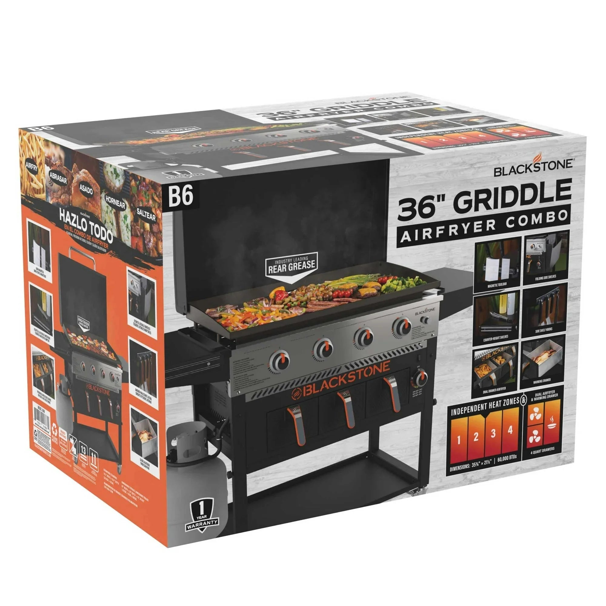 Blackstone 4-Burner 36 Propane Outdoor Griddle with Air Fryer and Hood