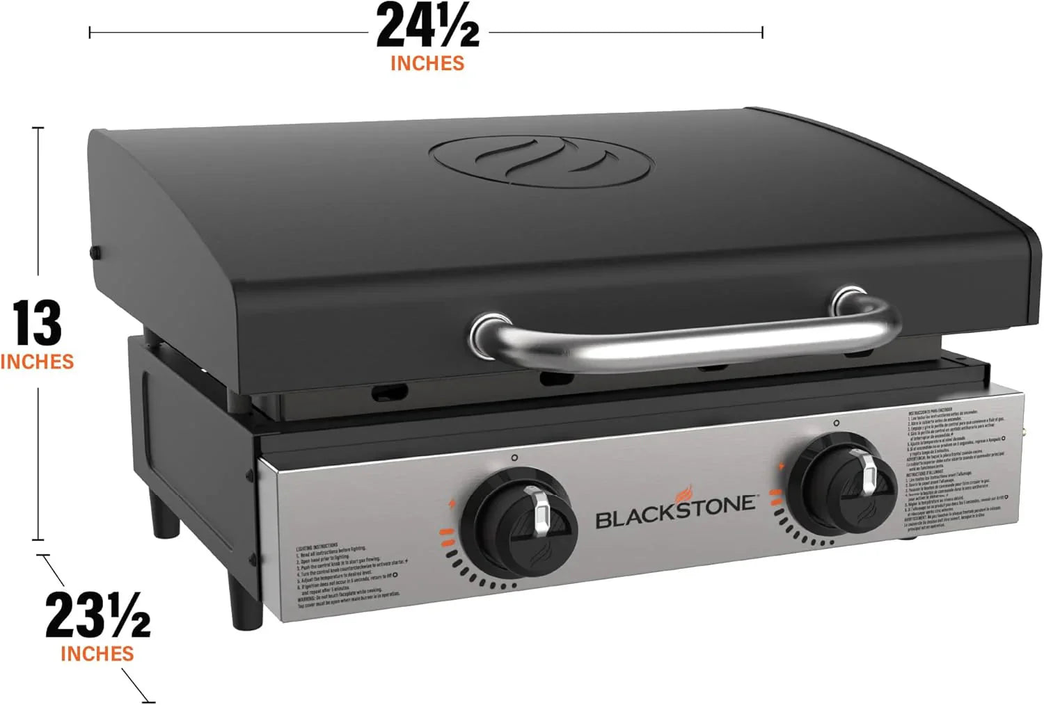 Blackstone 1666 22” Tabletop Griddle with Stainless Steel Faceplate, Powder Coated Steel, Black