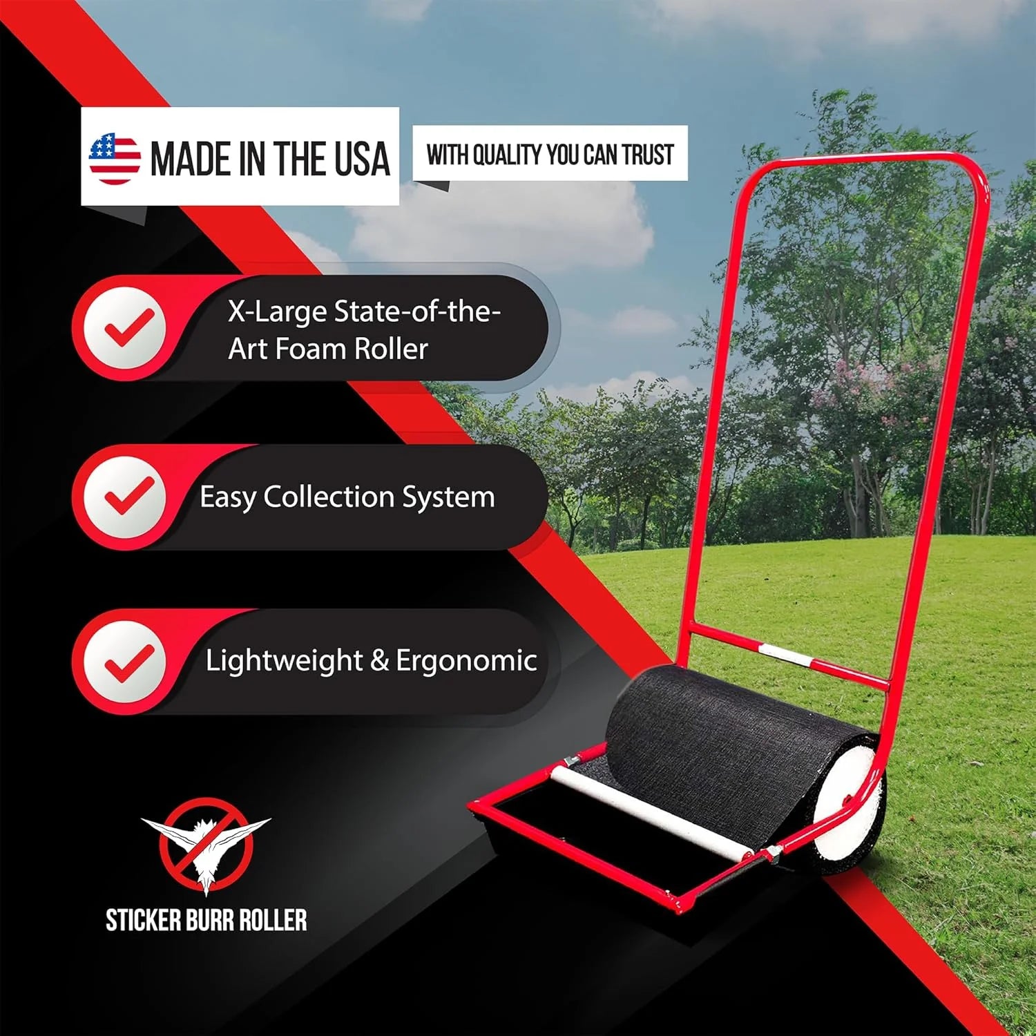 X-Large Sticker Burr Roller Remover Yard Tool, 18, Push Model 2.0