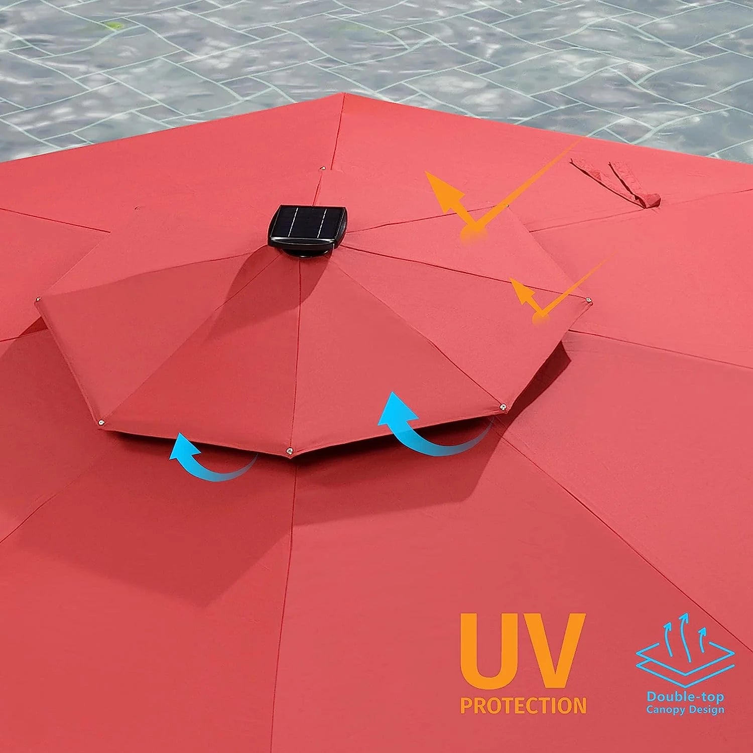12ft Solar LED Patio Umbrella Outdoor Round Umbrella Large Cantilever Umbrella with LED Lights Windproof Bias Umbrella Heavy Duty Parasol for Garden Deck Pool Patio