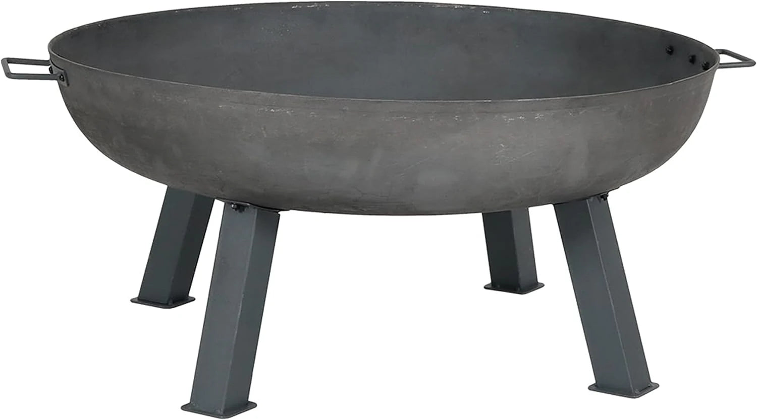 34-Inch Rustic Cast Iron Outdoor Raised Fire Pit Bowl with Handles - Oxidized Finish