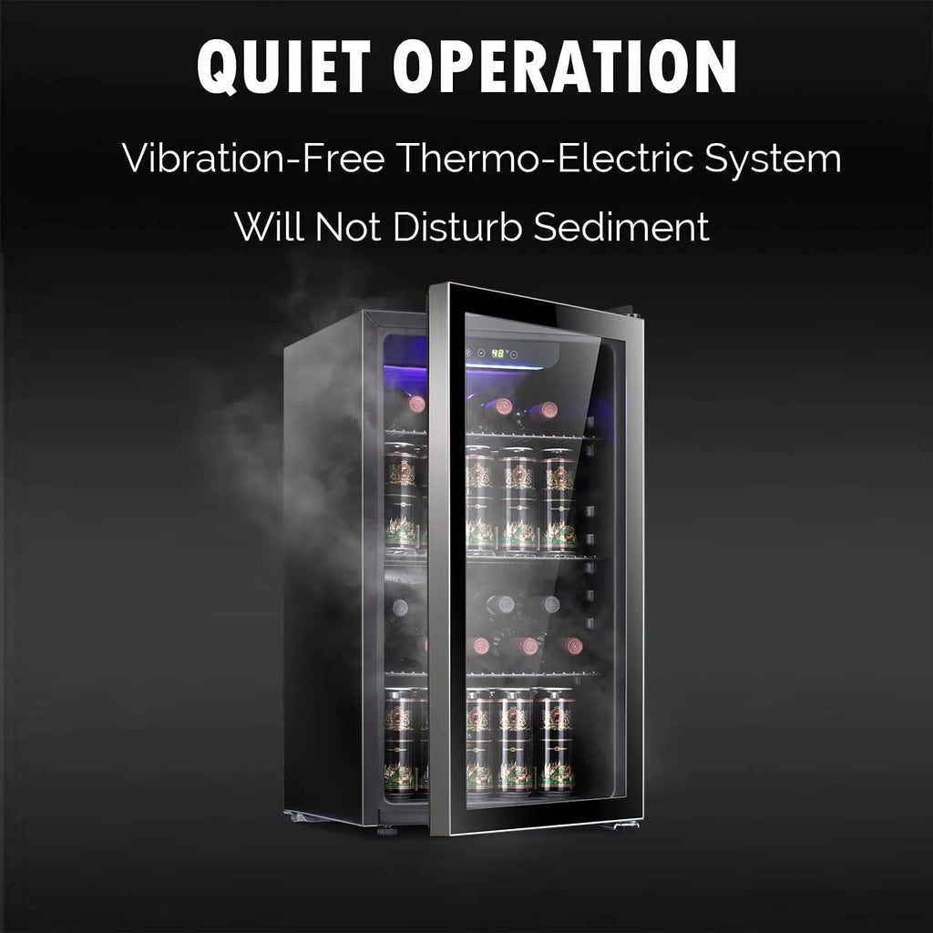 Antarctic Star 36 Bottle Wine Cooler/Cabinet BeverageRefrigerator Small Mini Wine Cellar Beer Soda Bar Fridge Quiet Operation Compressor Adjust Temperature Freestanding Black, 4.4 Cu. ft