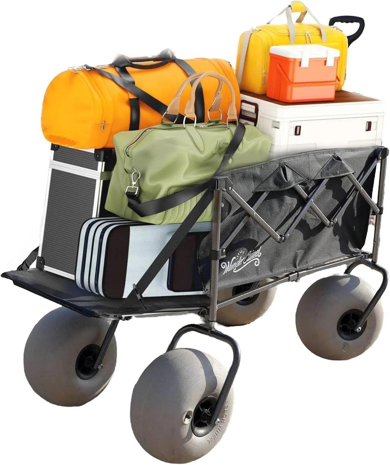 Beach Wagon with 13 Balloon Wheels, Collapsible, All-Terrain, 185L