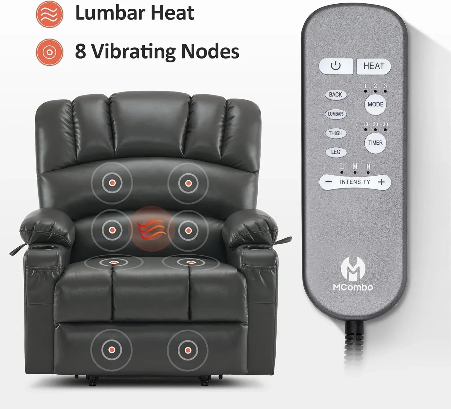 Heated Lift Recliner for Seniors with USB & Cup Holders