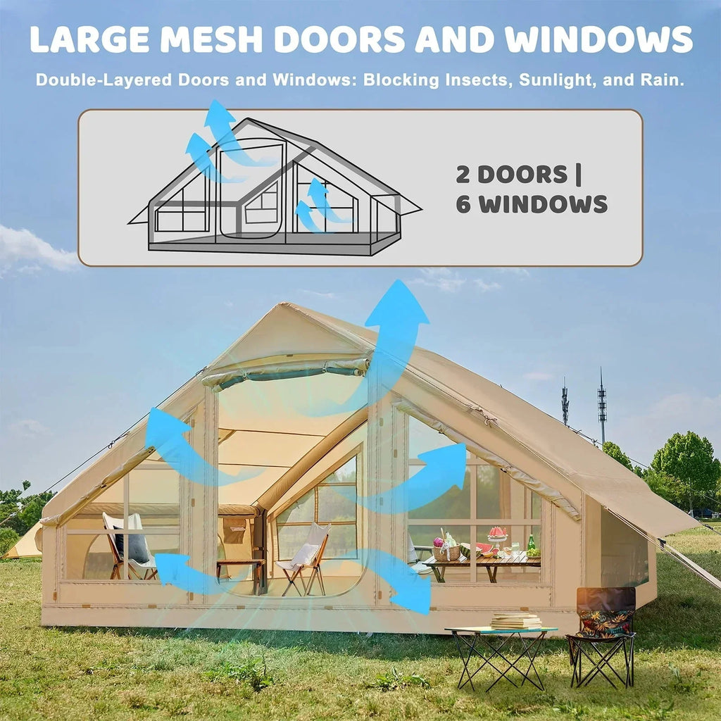 6 Person Inflatable Camping Tent with Pump