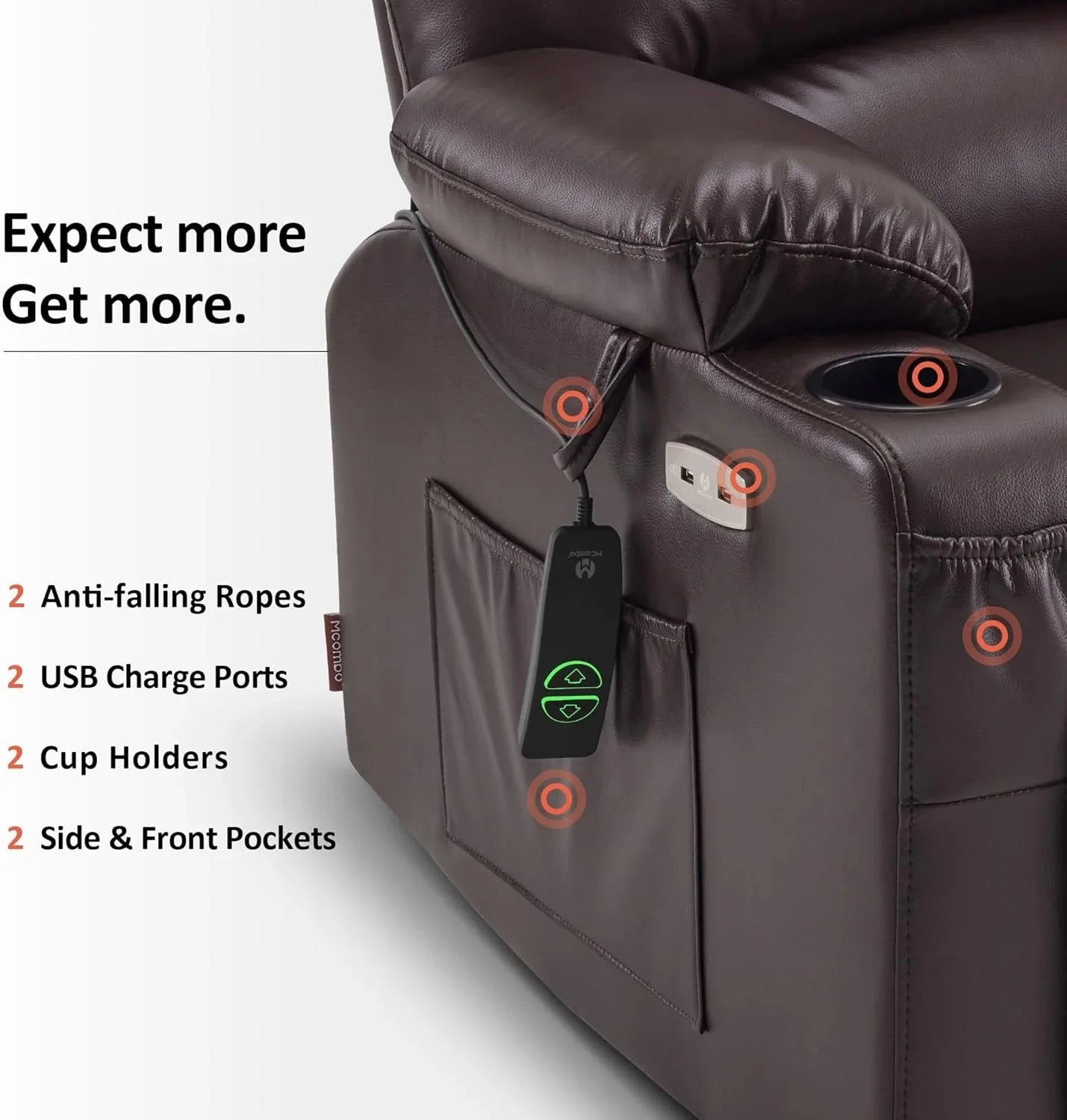 Heated Lift Recliner for Seniors with USB & Cup Holders