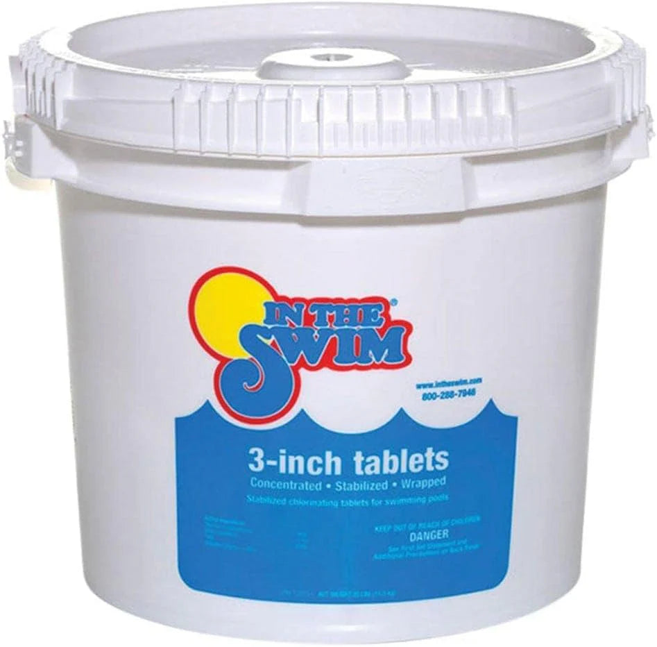 In The Swim 3 Inch Stabilized Chlorine Tablets for Sanitizing Swimming Pools - Individually Wrapped, Slow Dissolving - 90% Available Chlorine - Tri-Chlor - 50 Pounds