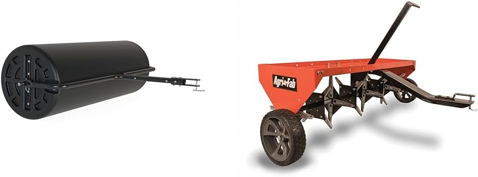 Agri-Fab 45-0604 18 x 48 Tow Behind Poly Lawn Roller 550 lbs Weight with Water, Poly Drum and Steel Frame, with Plug. Designed for Lawn and Garden Tractors