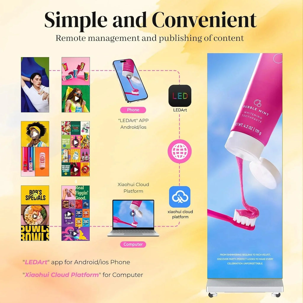 80 P1.86 Flexible Spliceable LED Poster Display – USB Plug-and-Play, Mobile & PC Remote Control, Digital Signage Advertising Screen (Silver, 1-Pack)