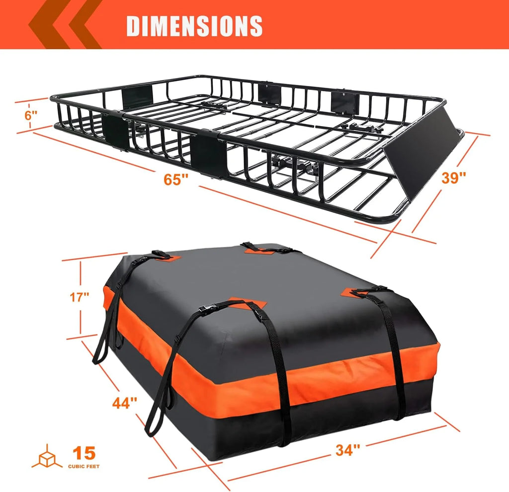 Folding hitch mounted cargo basket 60 With hook stabilizer, net and straps