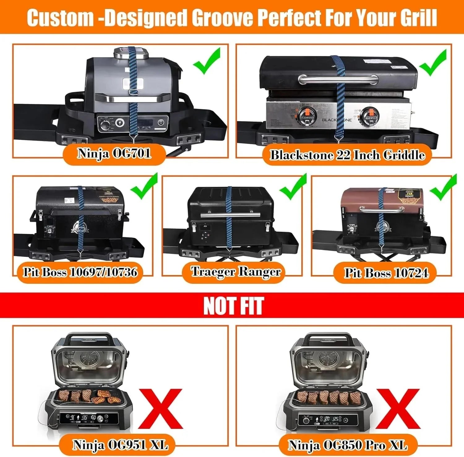 Collapsible Grill Stand for Ninja Woodfire Grill, Traeger, Pit Boss, and 22 Blackstone Griddle