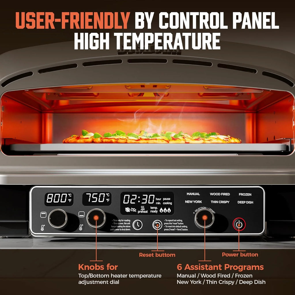 BIG HORN 14 Electric Pizza Oven, Countertop, Stainless Steel