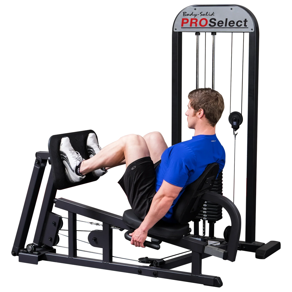 Body Solid Pro Select Leg Press GLP STK/3 with 310 lb Stack, Oversized Rubberized Footplate, Double Beam Design, Commercial Bearings