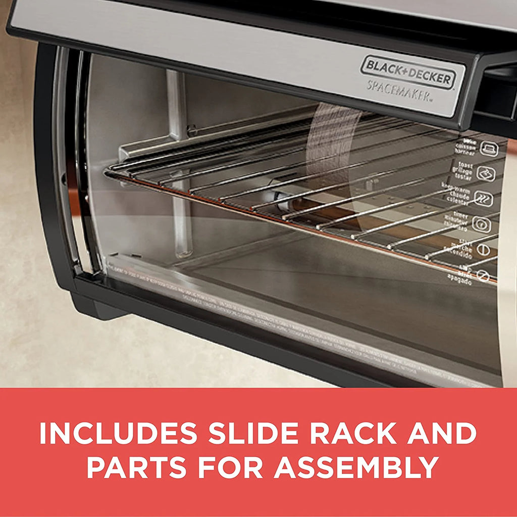 BLACK+DECKER SpaceMaker Under-Counter Toaster Oven, Digital Controls, Black/Stainless Steel, Fits 9?测?? Pizza, TROS1000D