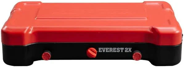 Camp Chef Mountain Series Everest 2X - High Output Two-Burner Camp Stove - Lid Doubles as Windscreen - Portable Cooking Stove - For Outdoor Cooking - 20,000 BTU Burners - 215 Sq In Cooking Area