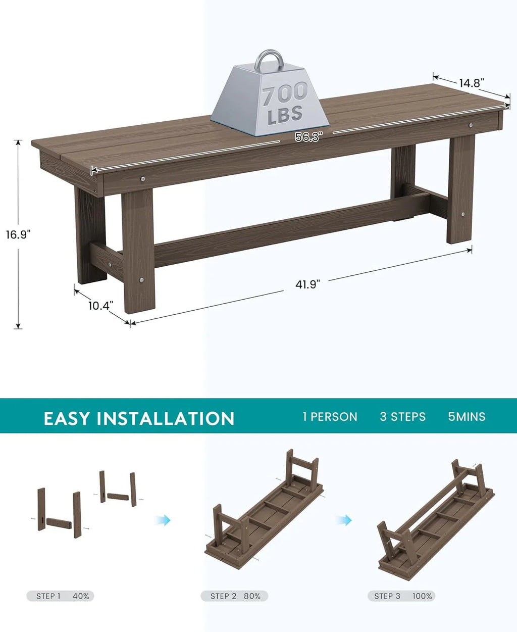 SERWALL 7-Piece Patio Table Set, Outdoor HDPE Dining Furniture with Umbrella Hole, All Weather Table and Chairs for Lawn, Garden, Poolside, Aruba
