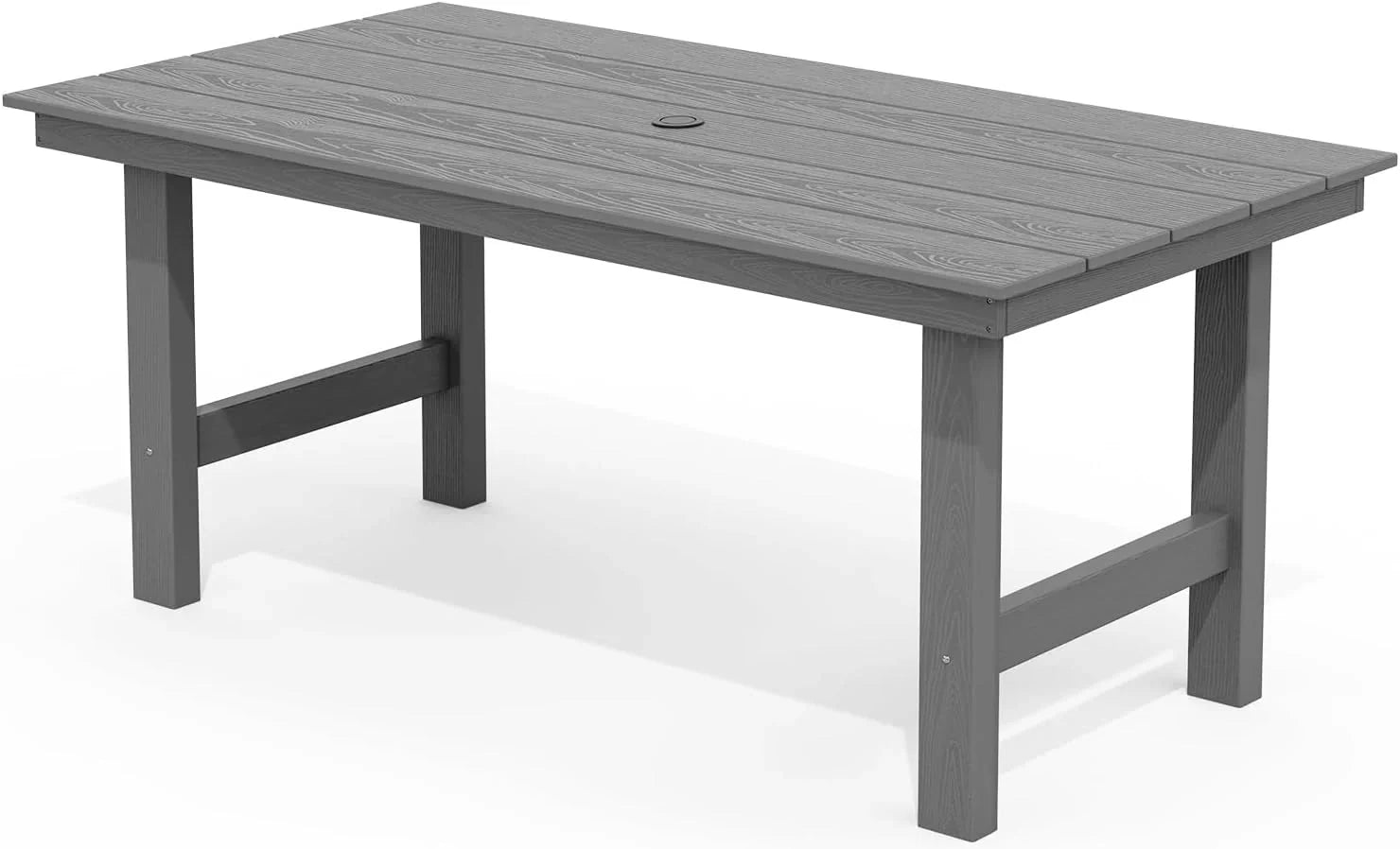 SERWALL 7-Piece Patio Table Set, Outdoor HDPE Dining Furniture with Umbrella Hole, All Weather Table and Chairs for Lawn, Garden, Poolside, Aruba