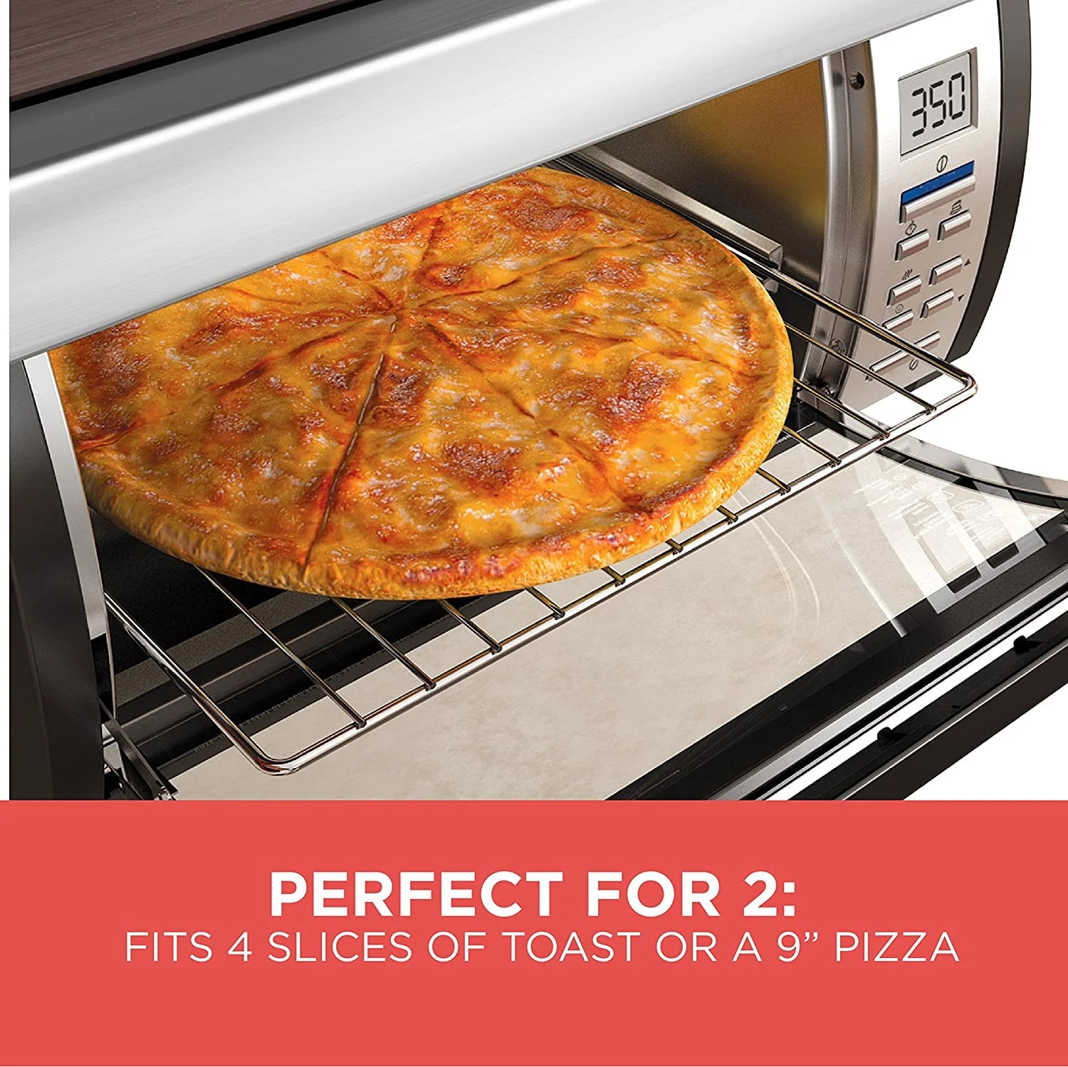 BLACK+DECKER SpaceMaker Under-Counter Toaster Oven, Digital Controls, Black/Stainless Steel, Fits 9?测?? Pizza, TROS1000D