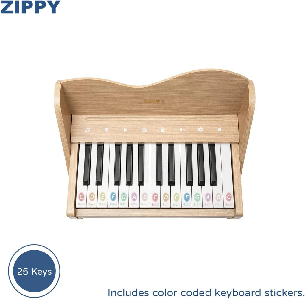 Kids piano keyboard, 25 key kids digital piano, wooden piano for toddler girls boys