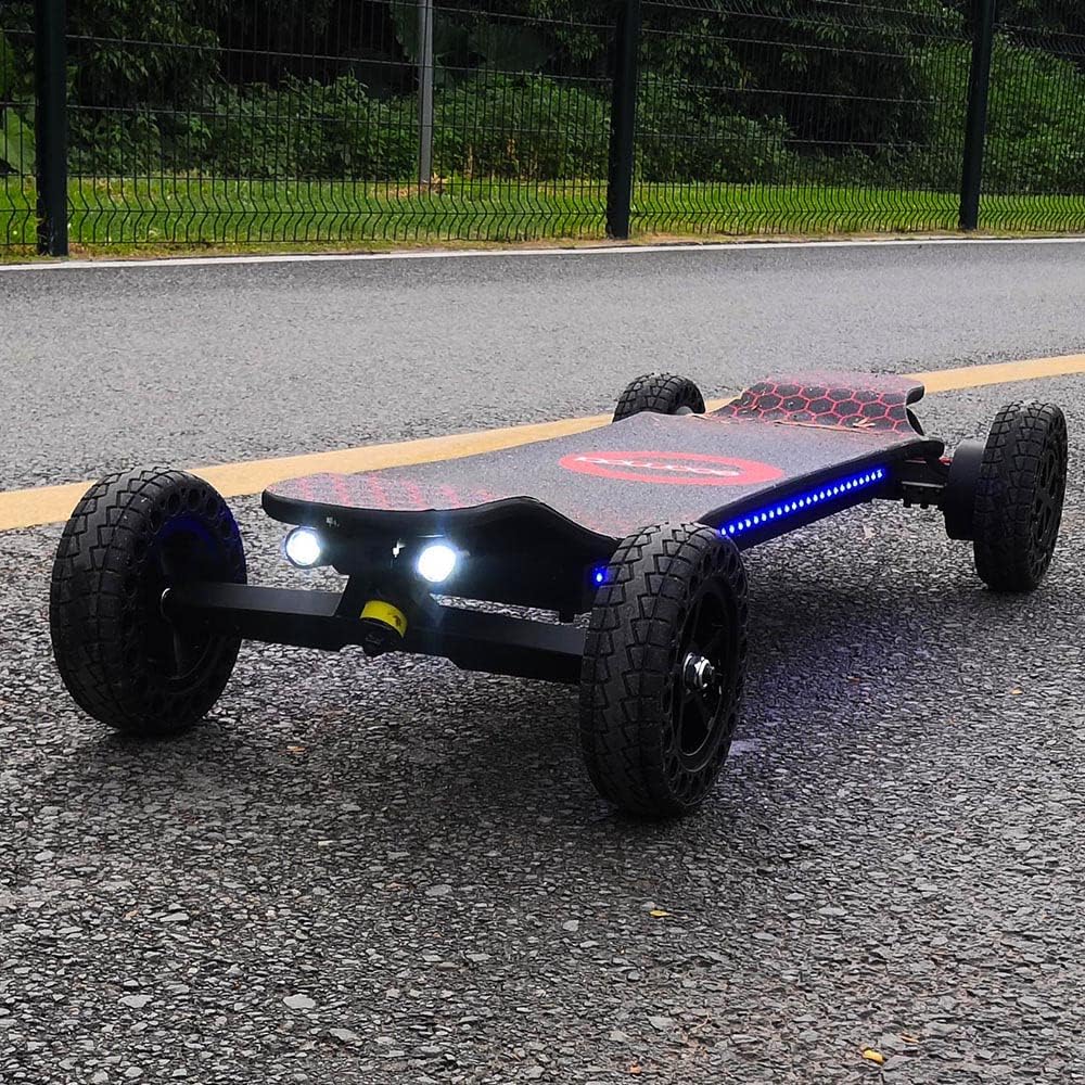 Electric Skateboard 4000 Watts | 12S3P | 35 mph | 22 Mile Range | 6 Wheels | Cool Lights |