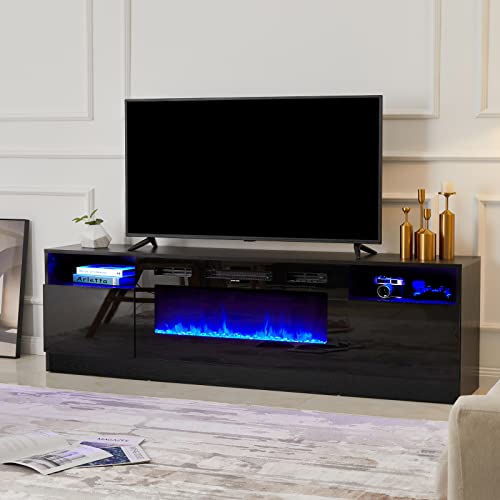 Fireplace TV Stand with 36 Electric Fireplace, LED Light Entertainment Center