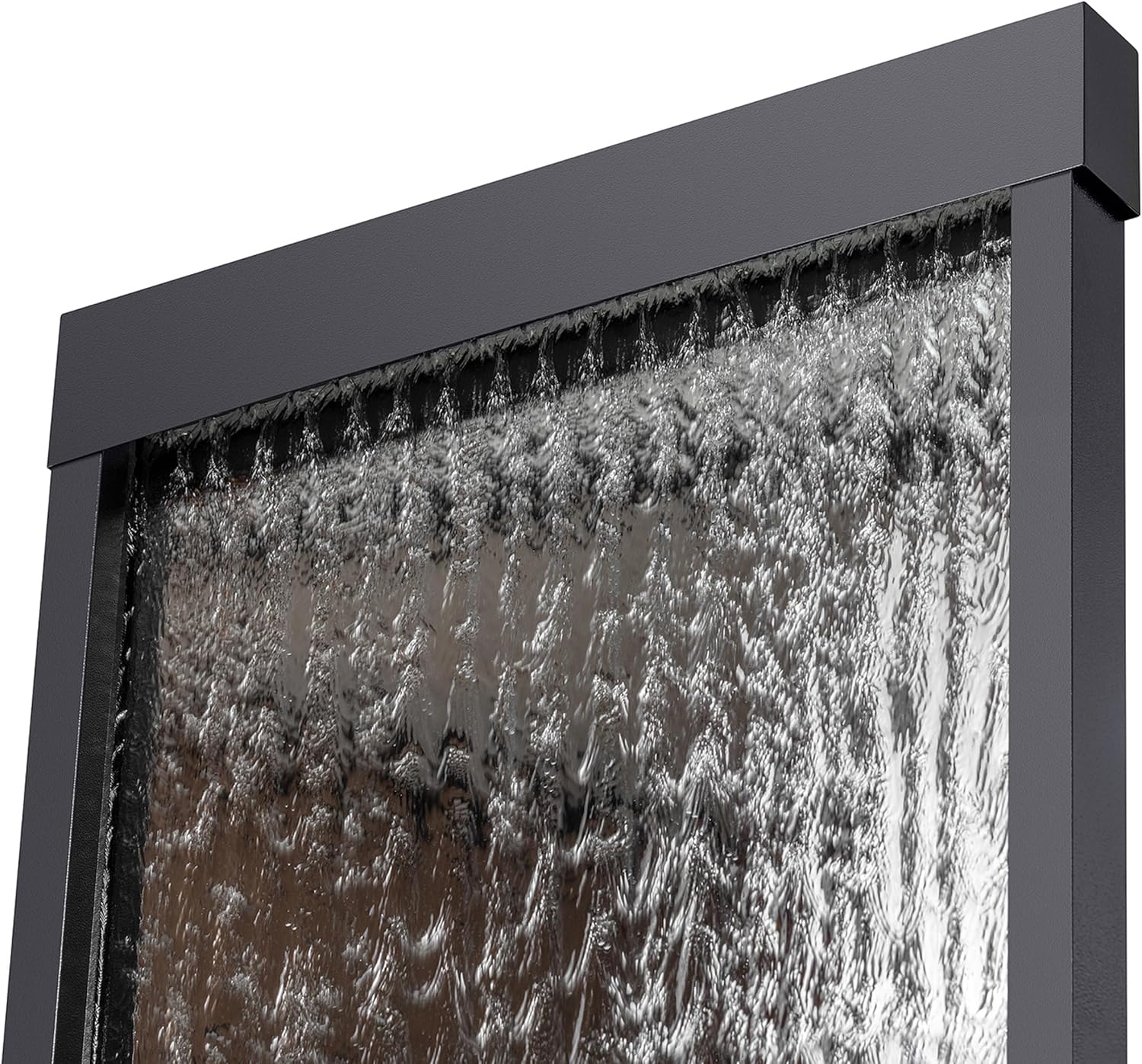 Alpine Mirror Waterfall Fountain with Stones & Lights, 72, Indoor/Outdoor Zen Decor