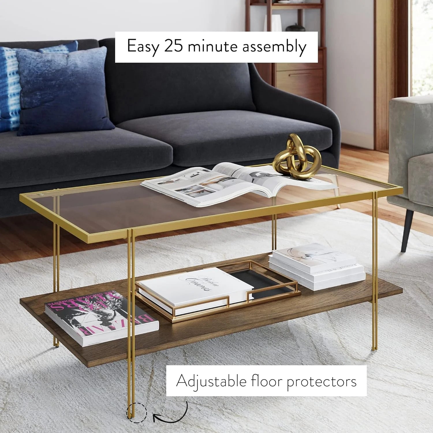 Nathan James Sonia Coffee Table with Storage Shelf, Light Wood/Rattan