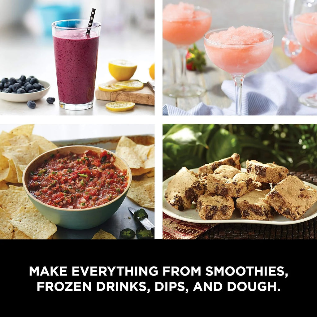Mega Kitchen System, 1500W, 4 Functions for Smoothies, Processing, Dough, Drinks & More, with 72-oz.* Blender Pitcher, 64-oz. Processor Bowl, (2) 16-oz. To-Go Cups & (2) Lids, Black