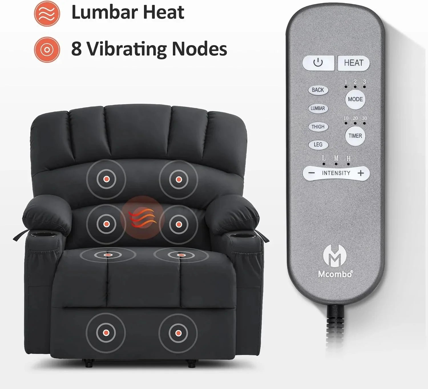 Heated Lift Recliner for Seniors with USB & Cup Holders