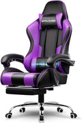 GTPLAYER Gaming Chair with Footrest and Lumbar Support – Ergonomic Computer Chair with Headrest, 360° Swivel, Height Adjustable, White