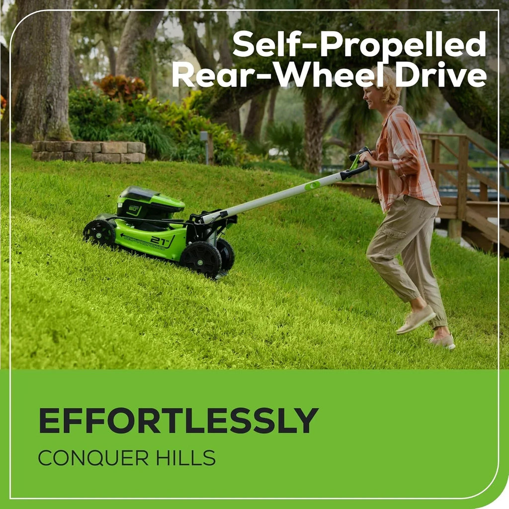 60V 21?? Cordless (Self-Propelled) Lawn Mower , 2 x 4.0Ah Batteries and Dual Port Rapid Charger