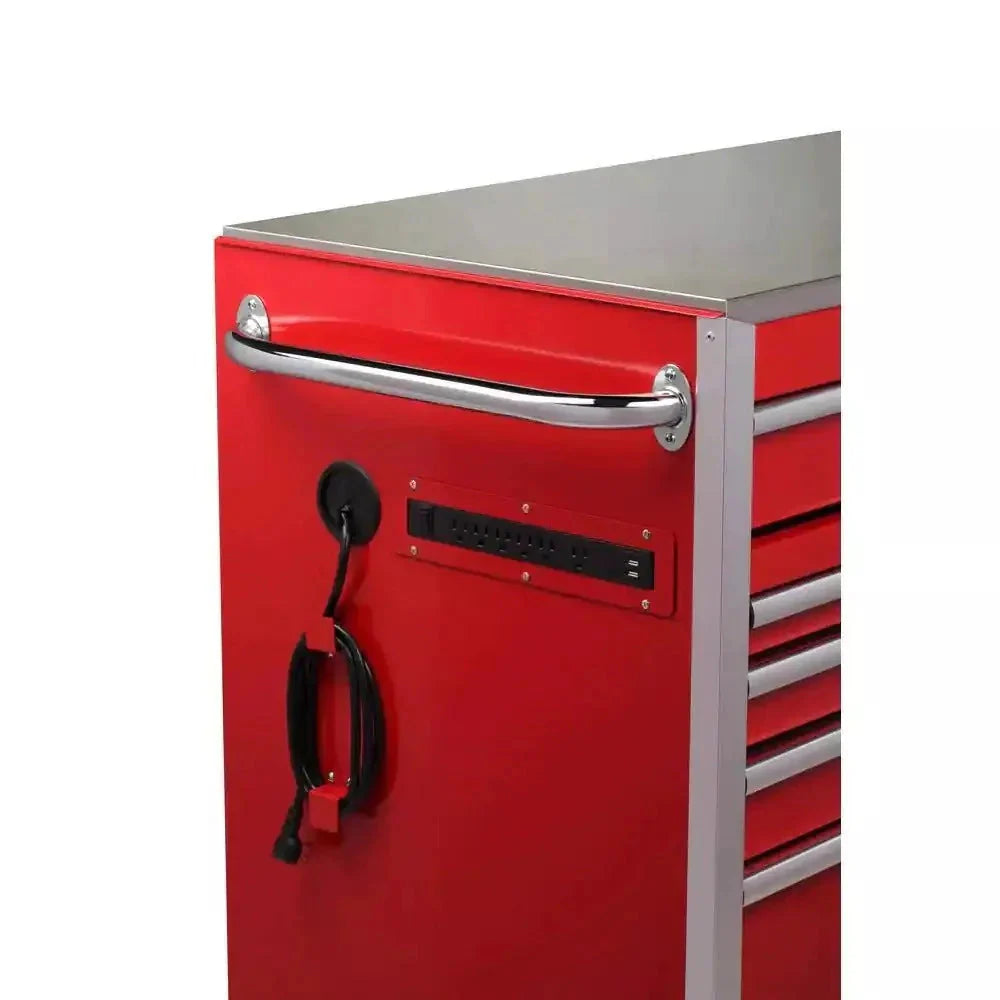 Heavy-Duty 72 in. W x 24 in. D 15-Drawer Tool Chest Stainless Steel Top and Dual Locks Mobile Workbench