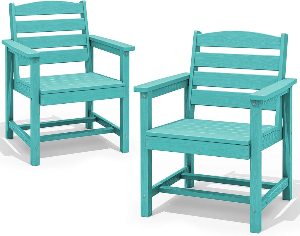 SERWALL 7-Piece Patio Table Set, Outdoor HDPE Dining Furniture with Umbrella Hole, All Weather Table and Chairs for Lawn, Garden, Poolside, Aruba
