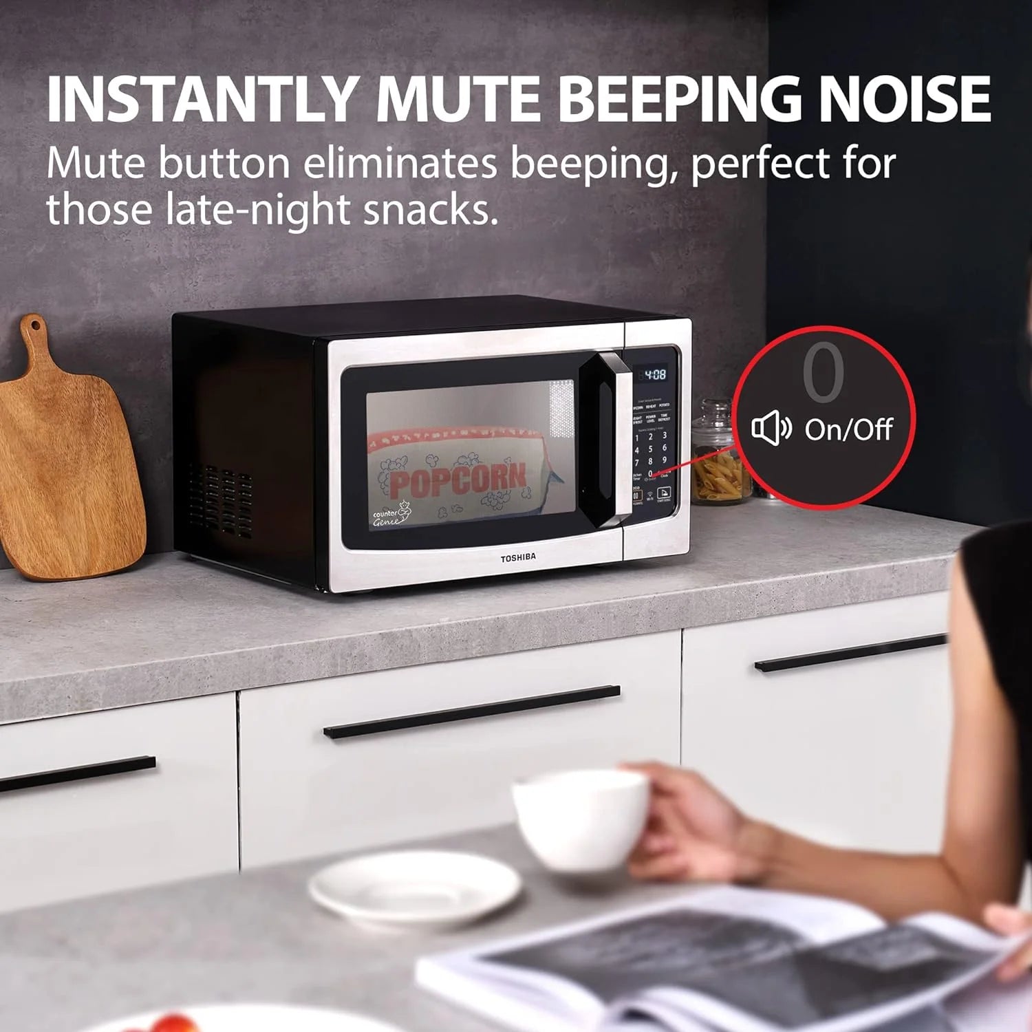 TOSHIBA 4-in-1 ML-EC42P(SS) Countertop Microwave Oven, Smart Sensor, Convection, Air Fryer Combo, Mute Function, Position Memory 13.6 Turntable, 1.5 Cu Ft, 1000W, Silver