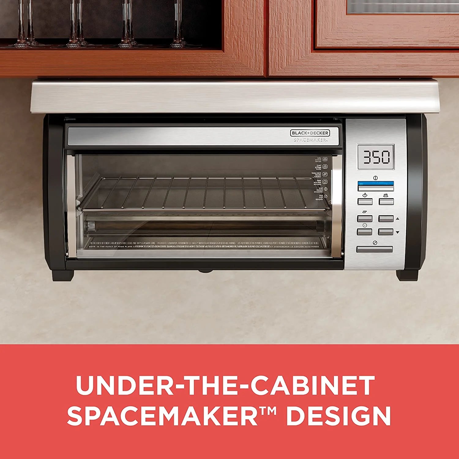BLACK+DECKER SpaceMaker Under-Counter Toaster Oven, Digital Controls, Black/Stainless Steel, Fits 9?测?? Pizza, TROS1000D