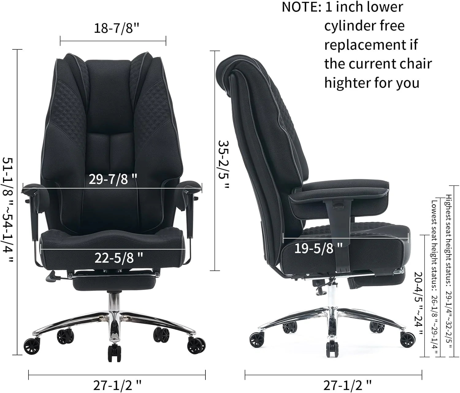 Large Tall Office Chair 400 lbs Wide Seat, Leather High Back Executive Office Chair with Footrest, Ergonomic Office Chair Lumbar Support to Relieve Lower Back Pain (Beige)