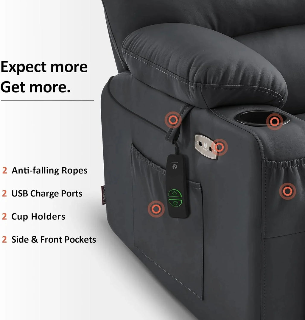 Heated Lift Recliner for Seniors with USB & Cup Holders